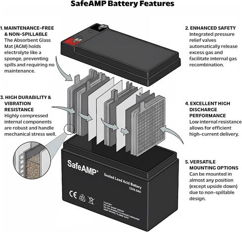 SafeAMP 12V 9.5Ah UPS Battery for CyberPower RB1290X2, 2-Pack | Fits compatible CP1500AVRLCD, CP1350AVRLCD, LX1500GU, BRG1350AVRLCD, BRG1500AVRLCD, and CST150XLU. in Saudi Arabia