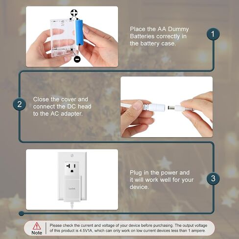 Lenink AC Power Supply Adapter for 3 AA Battery, AA Battery Replacement Adapter for LED Light, Decorations (White) in Saudi Arabia