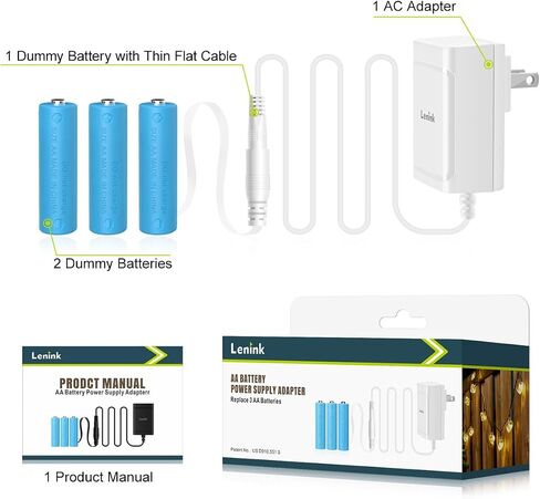 Lenink AC Power Supply Adapter for 3 AA Battery, AA Battery Replacement Adapter for LED Light, Decorations (White) in Saudi Arabia