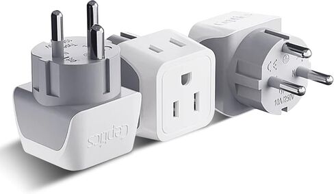Ceptics Denmark Travel Adapter Plug with Dual Usa Input - Power - Type K (3 Pack) - Ultra Compact - Safe Grounded Perfect for Cell Phones, Laptops, Camera Chargers and More (CT-20) in Kuwait