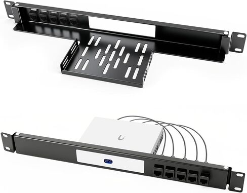 19-inch 1U Metal Rack Mount for Ubiquiti Gateway UCG-Ultra/UXG-Max, Hinged Front Access Door Easy Maintenance, 5 Keystones, Professional Steel Bracket Black for Network Rack (Device Only) in Saudi Arabia