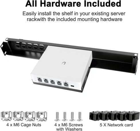 19-inch 1U Metal Rack Mount for Ubiquiti Gateway UCG-Ultra/UXG-Max, Hinged Front Access Door Easy Maintenance, 5 Keystones, Professional Steel Bracket Black for Network Rack (Device Only) in Saudi Arabia