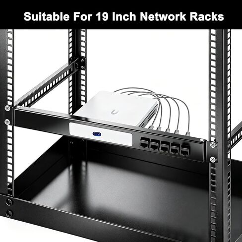 19-inch 1U Metal Rack Mount for Ubiquiti Gateway UCG-Ultra/UXG-Max, Hinged Front Access Door Easy Maintenance, 5 Keystones, Professional Steel Bracket Black for Network Rack (Device Only) in Saudi Arabia