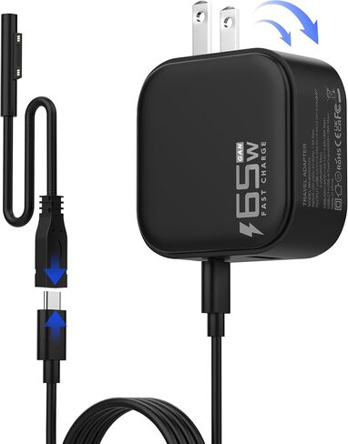 Syfrufo Surface Pro Charger, 65W USB C Microsoft Surface Pro Charger | Compatible with Surface Pro 3/4/5/6/7/8/9/10/X/11/12, Surface Book1/2/3, Power Adapter for Microsoft Surface Laptop/Tablet in Saudi Arabia