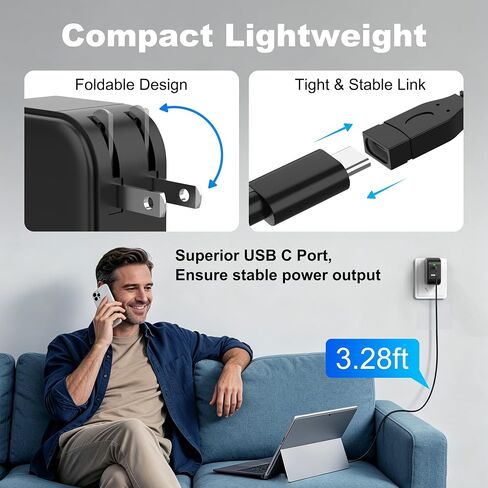 Syfrufo Surface Pro Charger, 65W USB C Microsoft Surface Pro Charger | Compatible with Surface Pro 3/4/5/6/7/8/9/10/X/11/12, Surface Book1/2/3, Power Adapter for Microsoft Surface Laptop/Tablet in Saudi Arabia