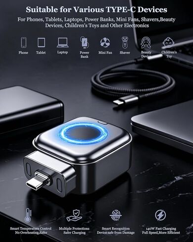 Smart Auto Stop Charging Adapter : Supports Up to PD 140W Fast Charger with Physical Cut-Off, Auto Power-Off Timer for Phone, Tablet & All Type-C Devices, Prevents Overcharging,Extends Battery Life in Saudi Arabia