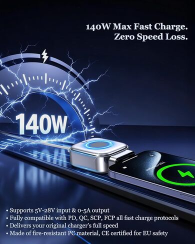 Smart Auto Stop Charging Adapter : Supports Up to PD 140W Fast Charger with Physical Cut-Off, Auto Power-Off Timer for Phone, Tablet & All Type-C Devices, Prevents Overcharging,Extends Battery Life in Saudi Arabia