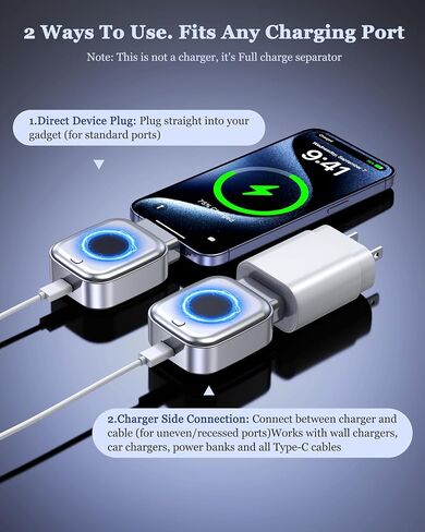 Smart Auto Stop Charging Adapter : Supports Up to PD 140W Fast Charger with Physical Cut-Off, Auto Power-Off Timer for Phone, Tablet & All Type-C Devices, Prevents Overcharging,Extends Battery Life in Saudi Arabia