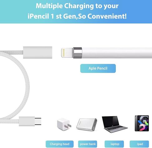 USB-C Charging Cable for Apple Pencil 1st Generation, Fast Charging & Bluetooth Pairing, Charger Adapter Compatible with iPad 10th Gen 2022 and 11th Gen 2025, USB-C Connector Charger Cord 3.3FT in Saudi Arabia