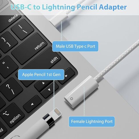 USB-C Charging Cable for Apple Pencil 1st Generation, Fast Charging & Bluetooth Pairing, Charger Adapter Compatible with iPad 10th Gen 2022 and 11th Gen 2025, USB-C Connector Charger Cord 3.3FT in Saudi Arabia