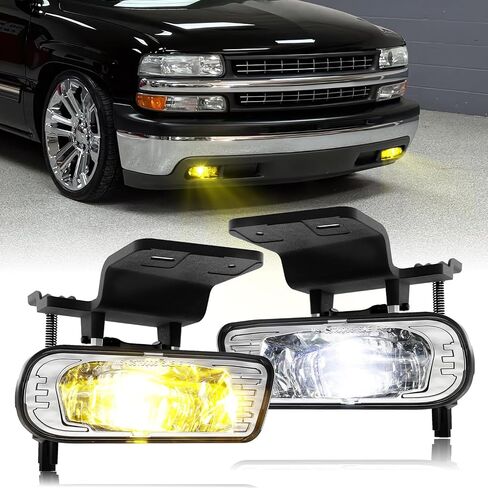 LED Fog Lights Compatible with Chevy Silverado 99-02, Tahoe/Suburban 00-06 | Fog Lamps Replacement For Chevy Silverado 1999-2002, Suburban and Tahoe 2000-2006, Plug N Play, DOT Approved, IP67 - Black in Saudi Arabia