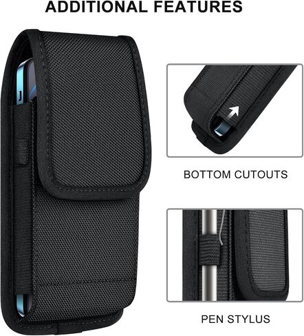 ykooe Holster for Samsung Galaxy S20-S26 Plus, FE, Edge, Heavy Duty Nylon Cell Phone Belt Holder Pouch for Men (Fits Phone with Case on), Sturdy Build, Reliable Everyday Protection, Black in Kuwait