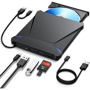Haiway 5 in 1 External Blu ray Drive, Support 100G Disc R/W, USB3.0 Type-C Bluray Drive BD DVD CD Burner with 2 USB Ports, SD/TF Card Slot Compatible with Windows XP/7/8/10/11 Mac Laptop Desktop in Saudi Arabia