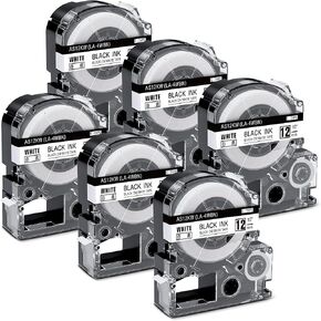 بديل لشريط صانع الملصقات Epson LABELWORKS مقاس 12 مم 1/2 بوصة | LK-4WBN LC-4WBN 4WBN9 SS12KW، متوافق مع Epson LabelWorks LW-400 LW-300 LW-PX400 LW-C610PX، 3 عبوات in Kuwait