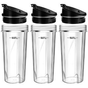16 oz Ninja Blender Cups Replacement, 3 Pack Cups with Lids, Compatible with QB3001SS, BL660, BL770, BL780, BL740, BL810, 4-Tab Nutri Ninja Blender Cups in Saudi Arabia