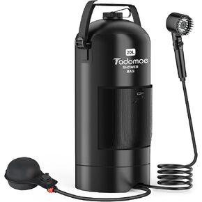 Portable Shower for Camping, 5 Gal/20L Solar Heating Camp Shower Bag with Foot Pump,Outdoor Shower with Portable Shower Head & Sprayer,Travel Gear for Beach,Overlanding,Pet Cleaning in Saudi Arabia