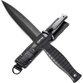Sheffield STAK 11802 Double Edge Blade Fixed Blade Knife with Sheath | EDC 4.75" Fixed Blade Knife, 9" Trail Knife, Gifts for Men, TPR Handle, Use for Hunting, Camping, and Bushcraft in Kuwait