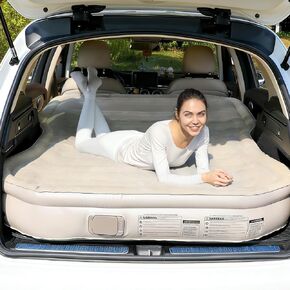 KMZ SUV Air Mattress with Built-in Pump & 2 Pillows, Quick Inflate | Thickened Flocked PVC, Durable Inflatable Car Bed for SUV Camping, Road Trips & Truck in Saudi Arabia
