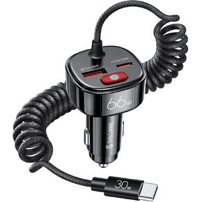 Syncwire USB C Car Charger 66W Super Fast Car Adapter with 6FT Coiled Cable in Saudi Arabia