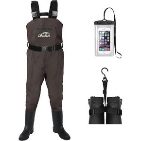 Fishing Waders for Men & Women, Waterproof 2-Ply Nylon/PVC Chest Wader with Boots for Outdoor Sizes 4-13 Bootfoot in Kuwait