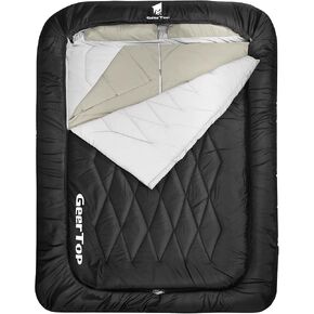 GEERTOP Double Sleeping Bag with Blanket, Queen Size for Couples & Adults | Removable Top Layer, Built-in Pillow Pocket, All-Season Warmth for Camping Backpacking in Kuwait