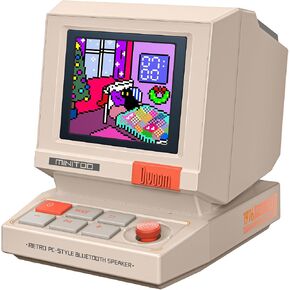 مكبر صوت للكمبيوتر Divoom MiniToo Retro على طراز الكمبيوتر الشخصي، شاشة بكسل مع وجوه يمكنك صنعها بنفسك | صوت بلوتوث وUSB، منبه/ساعة ضوضاء بيضاء، هدايا إعداد المكتب للألعاب in Kuwait