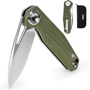 Pocket Folding Knife,3.15" D2 Steel Blade,Green G10 Handle,Push Button Lever Lock,Pocket Knife with Pocket Clip for Outdoor,Survival,EDC in Kuwait