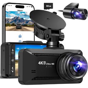 Dash Cam Front Rear 4K/1080P, Dash Camera for Cars Build in WiFi, Full HD Dash Cam with APP Control, 3.94‘’ IPS Screen Dash Camera with 32GB SD Card, G-Sensor, WDR, 24Hr Parking Mote, Loop Recording in Saudi Arabia