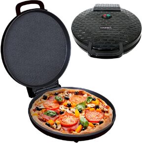 Courant Pizza Maker 12 inch 220 VOLT NOT FOR USA USE, Newly improved Cool-touch Handle Non-Stick plates Pizza oven & Calzone Maker, Electric Countertop Oven for Home or School, Indoor Griddle, Black in Saudi Arabia
