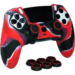 Black Anti-Slip Controller Skin,Studded Edition Protective Silicone Cover Skin Grips Compatible with ps5 dualsense Edge Controller and 6 PCS Thumb Grips Caps. in Saudi Arabia