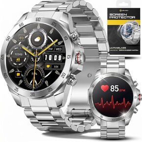 ALPHAGEAR Commander Smartwatch for Men, 1.43" AMOLED Large Screen, Full Metal Stainless Steel Smart Watch, 12-Day Battery, Bluetooth Calling, IP68 Water Resistant, for Android iPhone, Dark Gray in Saudi Arabia