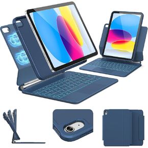 for iPad 11th (A16) /10th Gen Keyboard Case, Multi-Magnetic Mode | Portrait/Landscape, 11-Color Backlit, Multi-Touch Trackpad, Detachable Case, Stain-Resistant Leather, Pencil Buckle, Hot Pink in Saudi Arabia