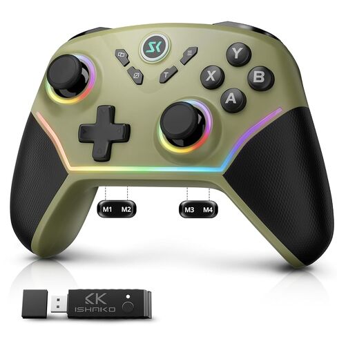 ISHAKO Wireless Gaming Controller with Hall Effect Joysticks&Triggers, 1200mAh Battery, 1000Hz Polling Rate, 4 Back Buttons, RGB Lighting – Works with PC Windows/Mac/Steam/Luna/Tesla/Switch- White in Saudi Arabia