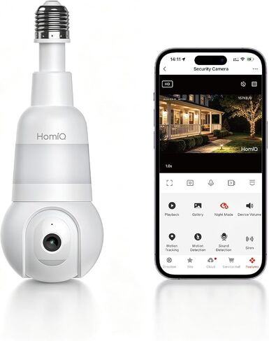 5MP 3K Light Bulb Camera,Color Night Vision Wireless with Alexa | Smart Detection & Two-Way Audio,Light Bulb Camera Outdoor Indoor with 2.4GHz & 5GHz Dual-Band WiFi E26/27 in Kuwait