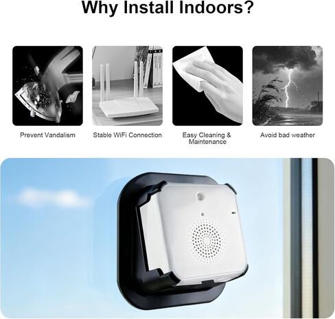 2K Wireless Window Camera with 45-Day Battery, 2.4/5G WiFi, 6s Pre-Roll | 100% Wireless: No Wires, No Outlets, No Drilling. 4MP Color Night Vision & Anti-Glare. Magnetic Mount for Rentals & Homes in Saudi Arabia
