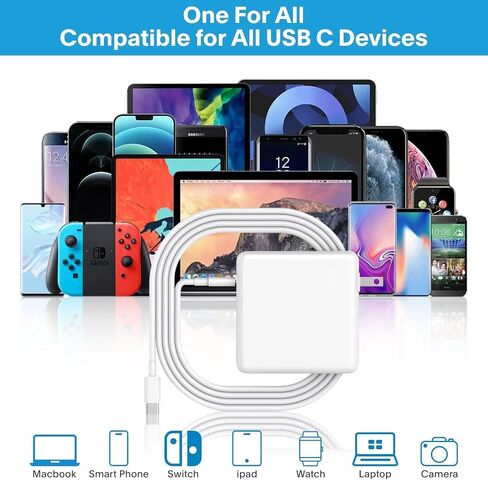 Mac Book Pro Charger-118W USB C Fast Charger Power Adapter Compatible with MacBook Pro/MacBook Air 16 15 14 13 Inch, M1 M2 M3 M4 M5, New iPad Pro and All USB C Device, 6.6ft Charge Cable in Kuwait