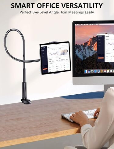 Gooseneck Flexible Arm Tablet Stand, Fit Kindle Holder for Bed | [Reinforced Anti-Break Base] [Fully Adjustable] iPad Kindle Mount Compatible with Switch, Galaxy Tab & 4.7-13" Device in Kuwait