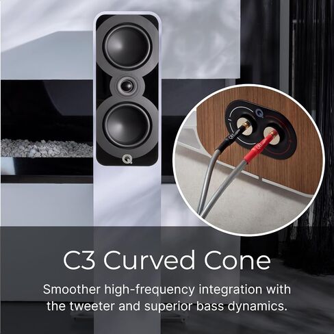 Q Acoustics 5040 Floorstanding Speakers – Holme Oak Pair | C³ Continuous Curved Cone driver for seamless high-frequency integration and powerful bass in Saudi Arabia