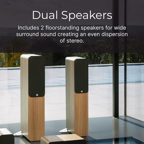 Q Acoustics 5040 Floorstanding Speakers – Holme Oak Pair | C³ Continuous Curved Cone driver for seamless high-frequency integration and powerful bass in Saudi Arabia