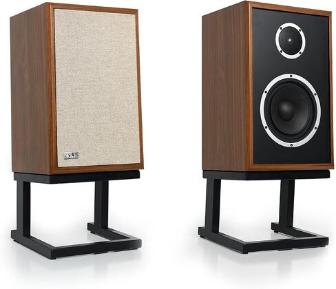 KLH Model Three Bookshelf Loudspeaker - English Walnut, Pair | 3-way acoustic suspension bookshelf loudspeaker, 8" woofer, mid-century modern design, 10-year warranty. Sold as a pair in Saudi Arabia