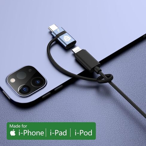 Light-ning to USB C Adapter, PD60W Fast Charging and Data USB C to i-OS Female Adapter, Compatible with Phone 15/15 Plus/15 Pro Max, Does not Support Headphone and OTG Functions, Gray in Saudi Arabia