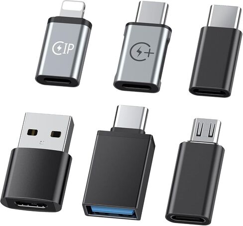 AWINLI 6-Piece USB C Female to USB Adapter,Type C to Android Male | Suitable for iPhone Female to C-Type Male,Suitable for iPhone 14,13,15 ProMax,Samsung S22 in Saudi Arabia