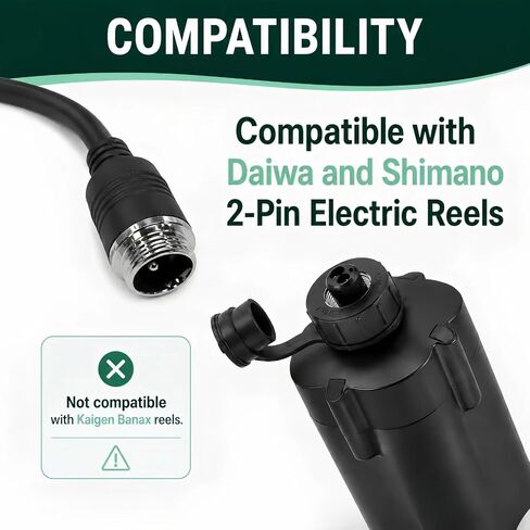 1.8FT Electric Fishing Reel Power Cord for Daiwa BM Prof Series Batteries | Fits for Daiwa Tanacom 1200, 1000, 800, 750, 500 and Seaborg 500MJ; for Shimano BeastMaster, ForceMaster, Leobritz and Plays. in Kuwait