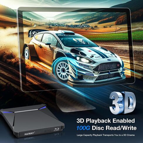 Haiway 5 in 1 External Blu ray Drive, Support 100G Disc R/W, USB3.0 Type-C Bluray Drive BD DVD CD Burner with 2 USB Ports, SD/TF Card Slot Compatible with Windows XP/7/8/10/11 Mac Laptop Desktop in Saudi Arabia