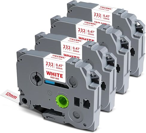 TZ Tape 12mm 0.47 Laminated White Replacement for Brother PTouch TZe-231 | TZe231 Tz231 Label Maker Tape 1/2" Black on White Refills for PT-D210 D220 H110 D200 D400 1280 D610BT Printer, 4-Pack in Saudi Arabia