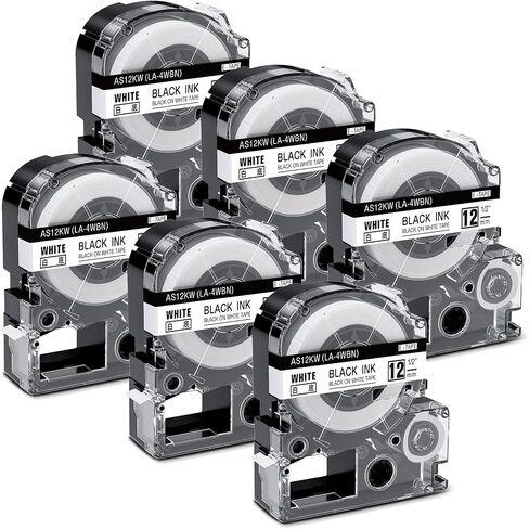 بديل لشريط صانع الملصقات Epson LABELWORKS مقاس 12 مم 1/2 بوصة | LK-4WBN LC-4WBN 4WBN9 SS12KW، متوافق مع Epson LabelWorks LW-400 LW-300 LW-PX400 LW-C610PX، 3 عبوات in Kuwait