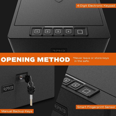 RPNB Gun Safe for Handgun,4-Pistol Handgun Safe,Biometric Pistol Safe | California DOJ Certified Fingerprint Gun Safe,High-Capacity,Digital Key Pad,Quick Access,4 Pistols in Saudi Arabia