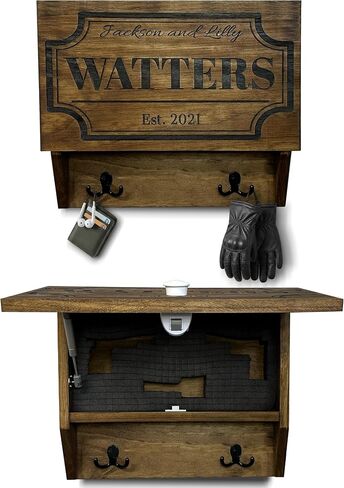 Bellewood Designs Hidden Gun Safe with Customizable Family Name & Est Date | Hidden Gun Storage Wall Decor with Magnetic Lock - Quick Access Concealment Shelf - Entryway Gun Concealment Furniture in Saudi Arabia