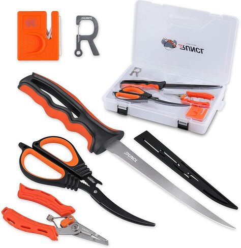 RUNCL Fishing Fillet Knife Combo Set, Fishing Tools Kit With 6" Fillet Knife, Scissors, Sharpener, Fishing Pliers and 3600 Tackle Box in Saudi Arabia