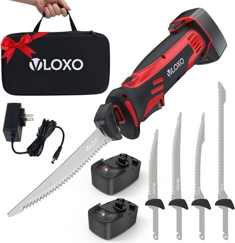 VLOXO Electric Fillet Knife with 4 Stainless Steel Blades, Storage Case | Cordless Fillet Knife Features Safety Lock, Non-Slip Grip Handle , Rechargeable for Filleting, Meat, Bread, Turkey in Kuwait